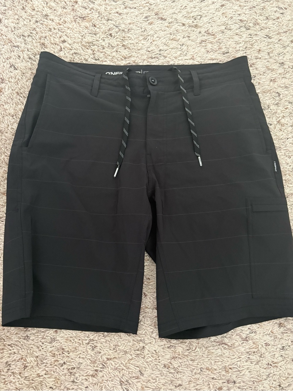 Oneill Crossover Hybrid Shorts Mens Black Stripe Stretch Quick Dry Beach Size 32